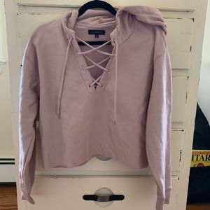 Pacsun LA Hearts light pink/purple cropped hoodie